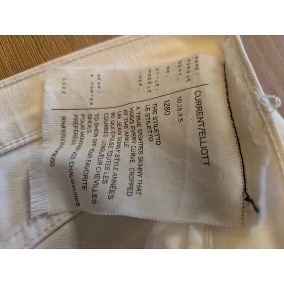 CURRENT/ELIOTT The Stiletto Straight Skinny Leg White Denim, size 24/0 - Picture 6 of 9